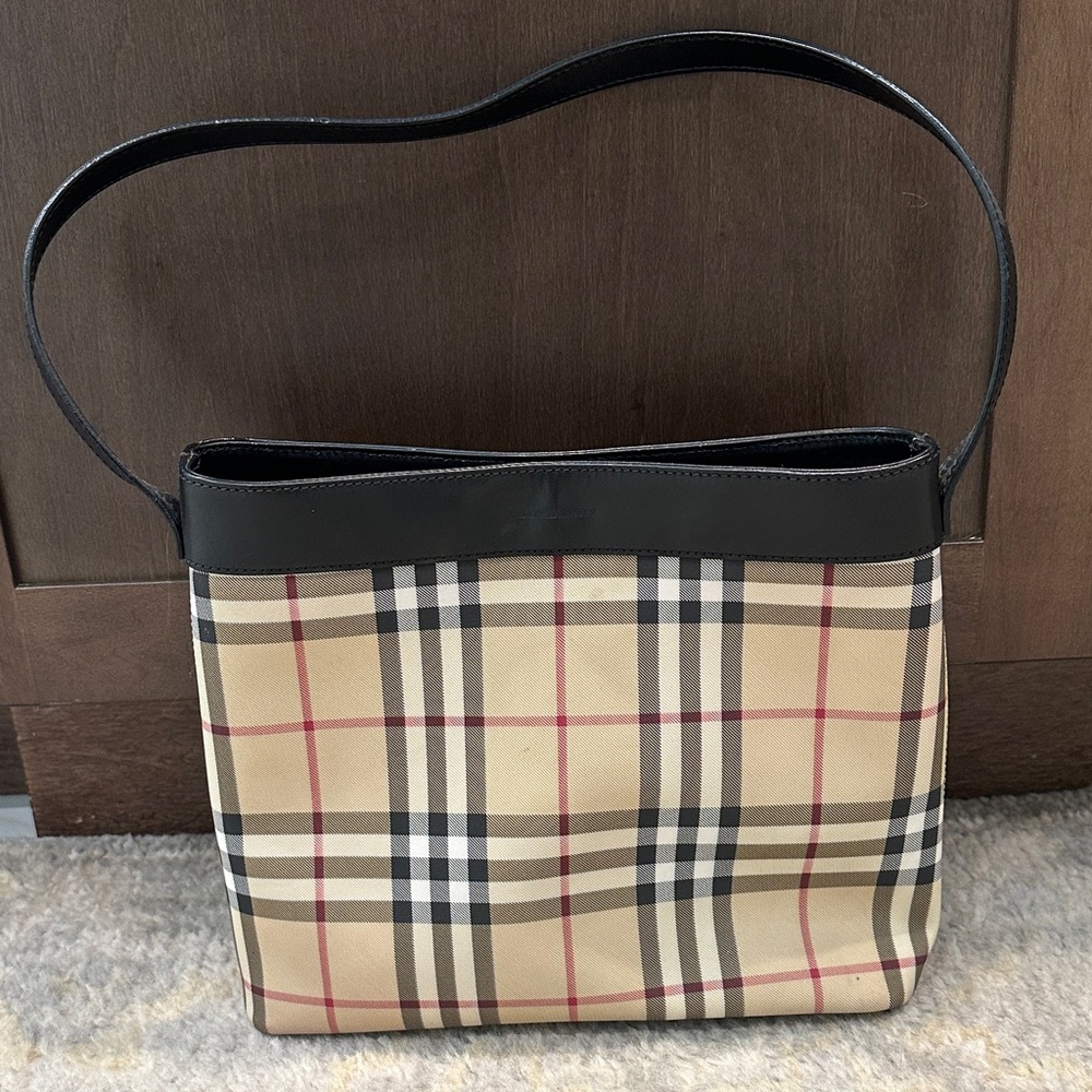 Burberry Tan and Black Plaid Shoulder Bag Highlands Check